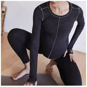 Free People x Hatch Womens Right On Run Black Long Sleeve Top Size Medium‎